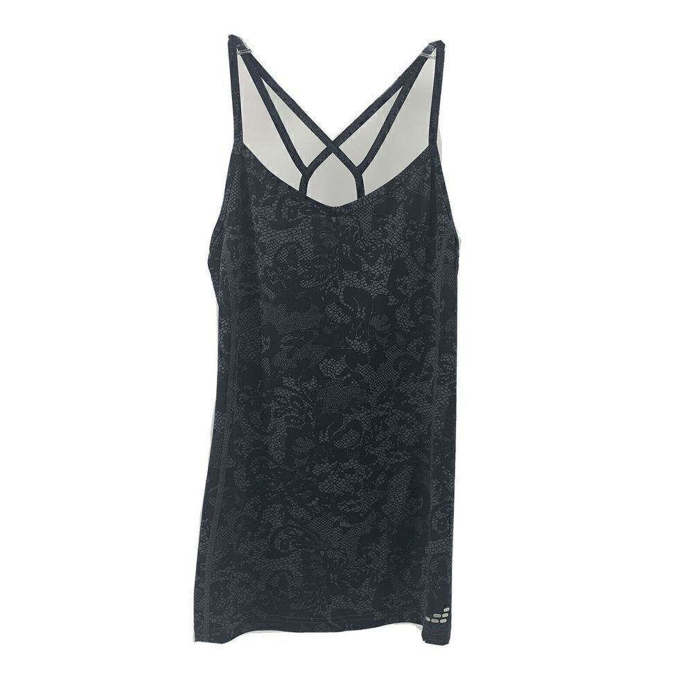 BCG Lace Print Cross Back Stretchy Tank Medium